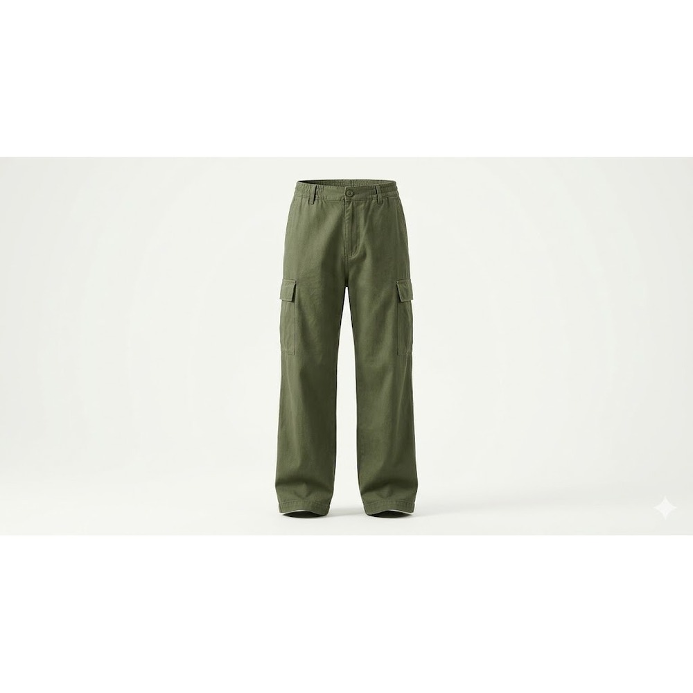 Lepunuo Cargo Pants Womens L Green Baggy Wide Leg Gorpcore Streetwear Y2K Style